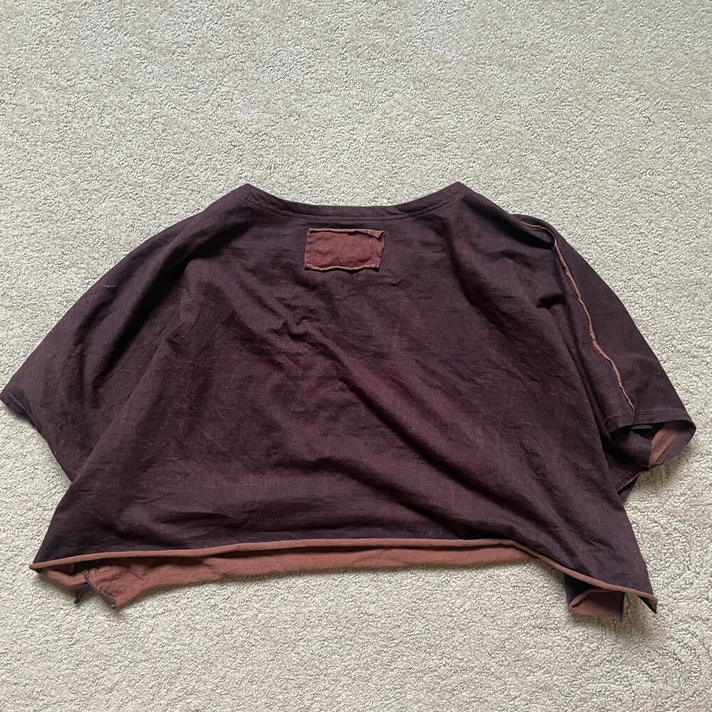 Vintage Boho Loose Fit Linen Top – Oversized Boxy Blouse with Rolled Sleeves - Picture 4 of 6